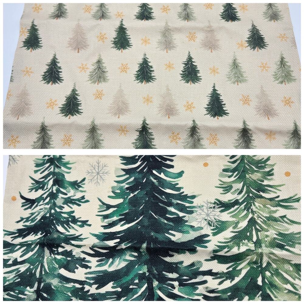 FARMHOUSE HOLIDAY Pillow Covers 17×17" 2pc Zip CHRISTMAS NEW! Cream Green